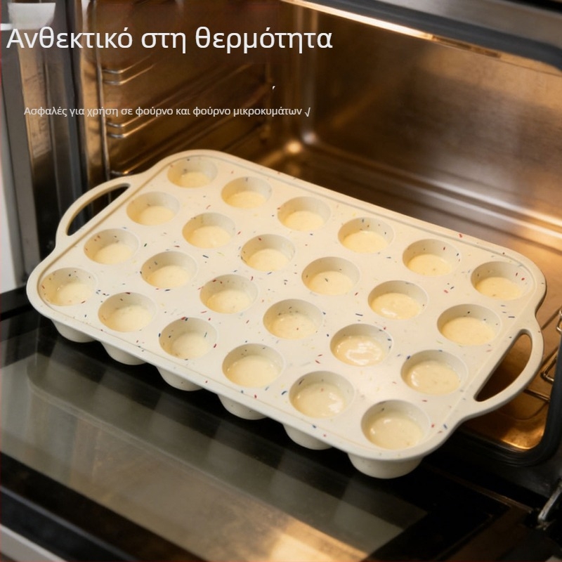 Κυκλική αντικολλητή φόρμα σιλικόνης για ψήσιμο, ενισχυμένη με ατσάλι, 24 θήκες για μάφιν, μη κολλώδης φόρμα για οικιακή χρήση