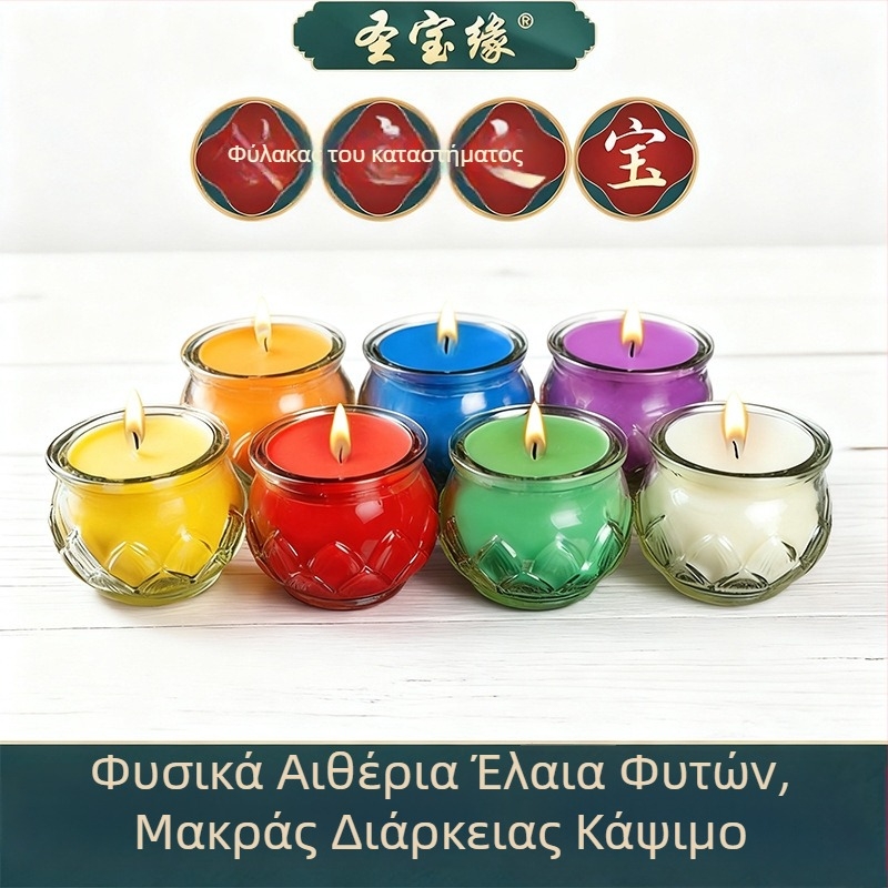 24ωρη χωρίς καπνό λαμπάδα βούτυρου λωτού, σετ 6 τεμαχίων, σε σχήμα λουλουδιού, κερί από μίγμα σόγιας, κόκκινο και κίτρινο