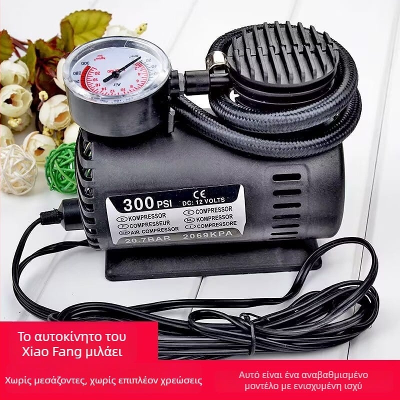 12V μικρή αντλία αέρα αυτοκινήτου με μετρητή πίεσης — φορητή ηλεκτρική αντλία αέρα, 3 m καλώδιο