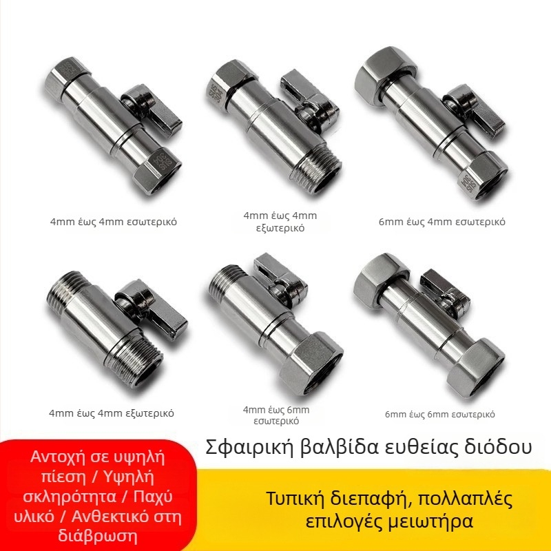304 ανοξείδωτο ατσάλι, μειωτήρας σωλήνα ύδρευσης από 1/2 in σε 3/4 in με εξωτερική βίδωμα, διπλό ενωτικό, βαλβίδα σφαίρας για ζεστό και κρύο νερό, διακόπτης boiler