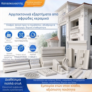 Κεραμικά αφρώδη εξαρτήματα εξωτερικής διακόσμησης τοίχων – ανάγλυφα στοιχεία ευρωπαϊκού στυλ βίλας, στηρίξεις δοκών εξωτερικού, ζώνη και πάνελ ρωμαϊκών κιόνων