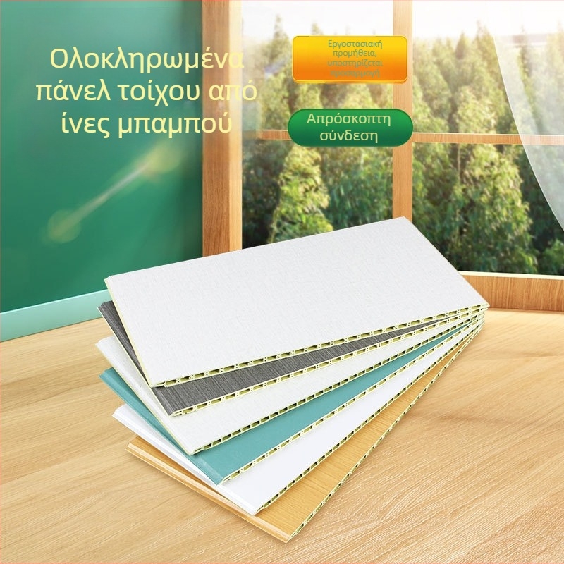 Πίνακας τοίχου από ίνες μπαμπού για εσωτερικούς χώρους, εύκολη εγκατάσταση, διακοσμητική επένδυση τοίχων με φινίρισμα ξύλου
