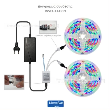 RGB 3528 αδιάβροχη LED ταινία με τηλεχειριστήριο 24 κουμπιών ή 44 κουμπιών, 12V χαμηλής τάσης, σετ με μεταβολές χρωμάτων