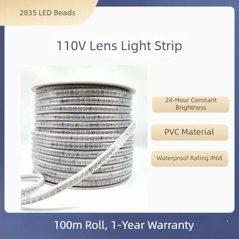 LED ταινία 110V με φακό υψηλής τάσης, διπλής σειράς 180 LED, εξωτερική αδιάβροχη, εξαιρετικά φωτεινή, μαλακό φως