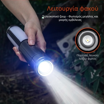 Εξωτερική πολυλειτουργική επεκτειόμενη λάμπα κατασκήνωσης, ρυθμιζόμενη κατά 270°, δάπεδο φωτιστικό για ατμόσφαιρα με υψηλή φωτεινότητα LED