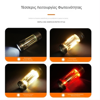Νέο φως κάμπινγκ τριών λειτουργιών: LED επαναφορτιζόμενο φως εργασίας με μαγνητική προειδοποιητική λυχνία