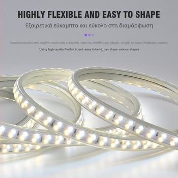 Διχρωμη LED ταινία, 220V, εξωτερική αδιάβροχη, ευέλικτη, 3030 LED