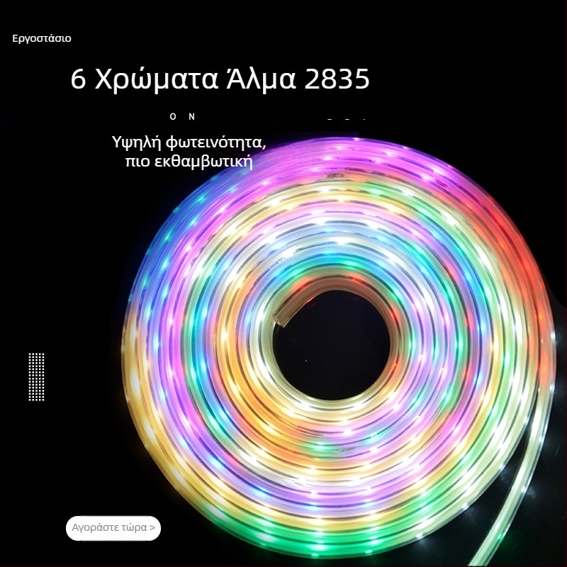 Σετ LED λωρίδων 2835-48D με έξι χρωμάτων, 220V, για εξωτερική διακόσμηση και ατμοσφαιρικό φωτισμό