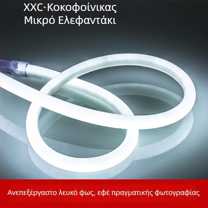 Εύκαμπτο LED Νέον Φως για Κυκλικό Διαφημιστικό Σήμα, Αδιάβροχο Λευκό Φως, 220V, LED 2835, για Ντουλάπες