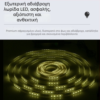 Ηλιακές χρωματιστές LED ευέλικτες εξωτερικές λωρίδες φωτισμού, αδιάβροχες, υψηλής φωτεινότητας για διακόσμηση κήπων και ατμοσφαιρικό φωτισμό, χονδρική πώληση