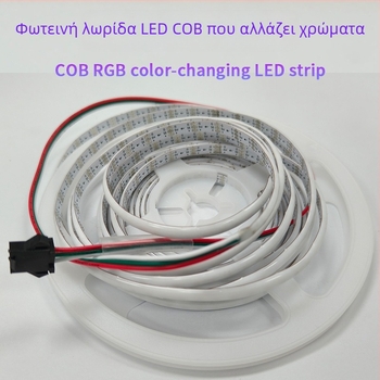 COB λωρίδα LED με αλλαγή χρωμάτων, μήκος 5 μ, πλάτος 6 mm, διαθέσιμες επιλογές πλάτους 3/4/5 mm, 120/160/200 LED, WS2812, 5V, μοντέλο 0807