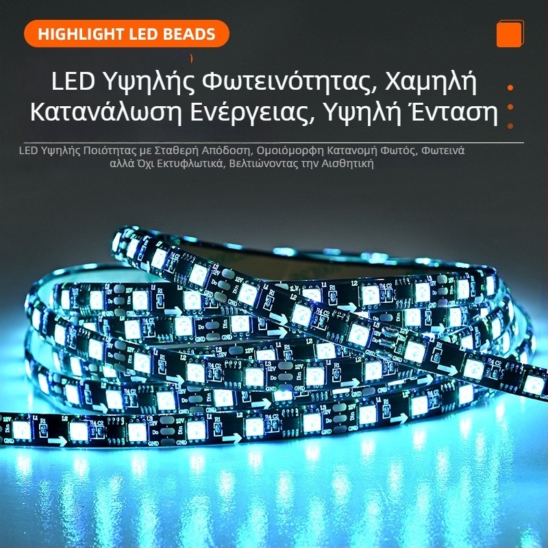 RGB εξωτερικός IC LED ταινία αλλαγής χρώματος, 12V/24V, μαύρη εντοιχισμένη λωρίδα, ατμοσφαιρικός φωτισμός χώρων