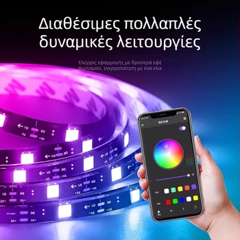 Σετ LED λωρίδας RGB 5V 5050 με επικάλυψη εποξικής ρητίνης, πλήρους χρωμάτων λωρίδα με ενσωματωμένο IC και εντυπωσιακό εφέ κυλιόμενου φωτισμού