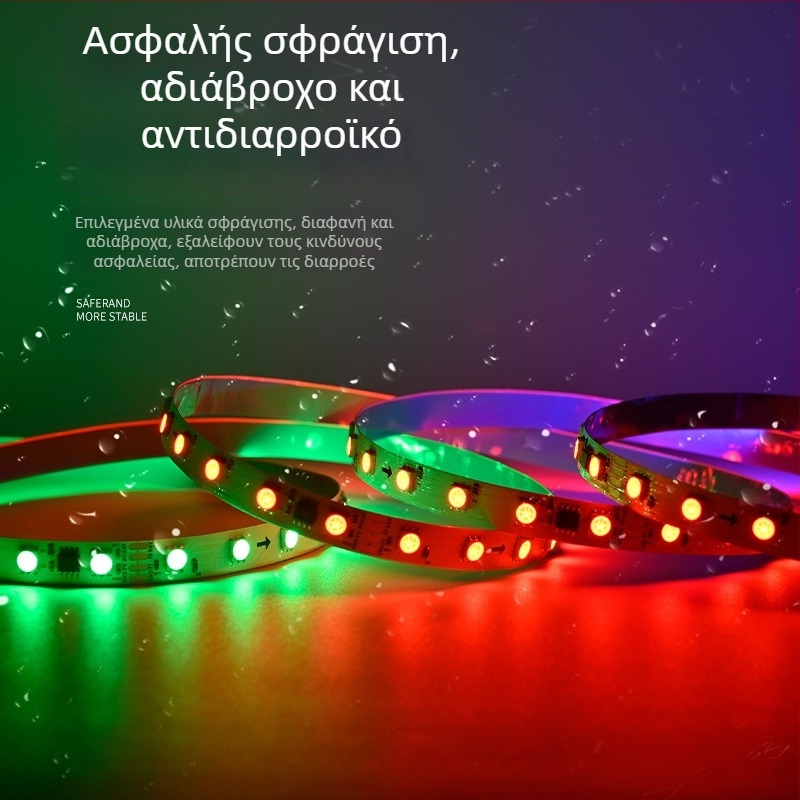 TM1934A 5050 RGB LED ταινία με εξωτερικό IC, προγραμματιζόμενος πλήρης χρωματισμός, λειτουργία συνέχισης από διακοπή