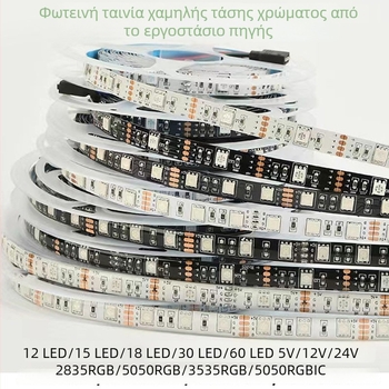 RGB LED λωρίδα φωτισμού, ευέλικτη αλλαγή χρωμάτων, 5V/12V/24V/36V, για υπνοδωμάτιο, σαλόνι, αυλή και φόντο τηλεόρασης