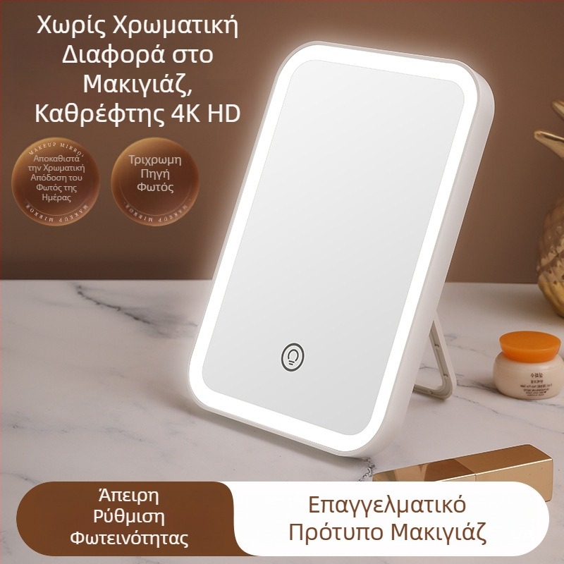 LED Καθρέφτης Μακιγιάζ με Φως, Επιτραπέζιος Αναδιπλούμενος Φορητός Καθρέφτης για Γυναίκες