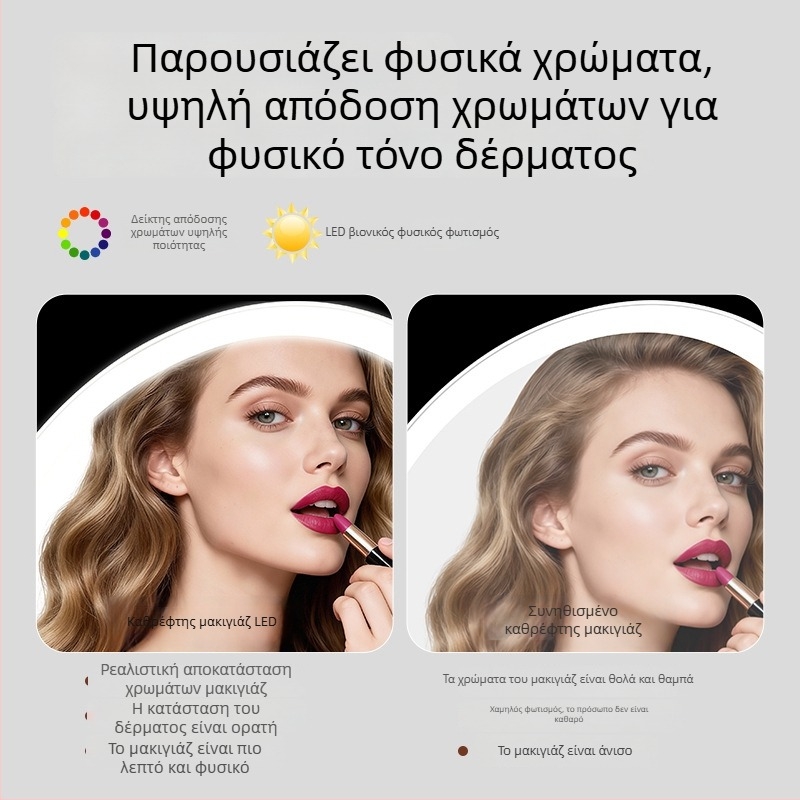Χονδρικά προσαρμοσμένο LED φωτιζόμενο καθρέπτης μακιγιάζ, τρίχρωμος έλεγχος αφής, φωτισμός υψηλής ευκρίνειας, επιτραπέζιος καθρέπτης ομορφιάς
