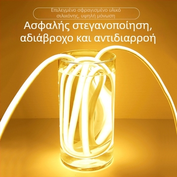 Λωρίδα LED Cob, εύκαμπτος φωτισμός 220V, αυτοκόλλητη οροφή, ατμοσφαιρικός φωτισμός σαλονιού, εξαιρετικά φωτεινή, αδιάβροχη για εξωτερικούς χώρους
