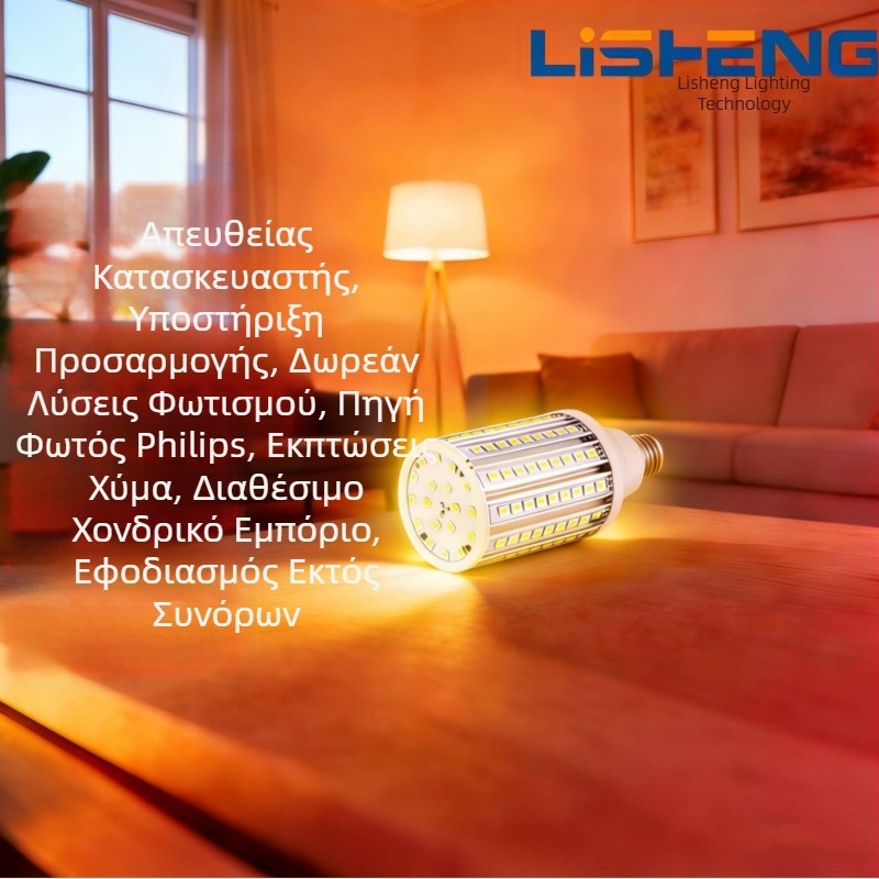 Κρεμαστό φωτιστικό συμβατό με LED λαμπτήρες σε μορφή καλαμποκιού, 80W, τρεις θερμοκρασίες χρώματος, ζεστό λευκό, κατάλληλο για εσωτερική/εξωτερική χρήση και φωτισμό τοίχου