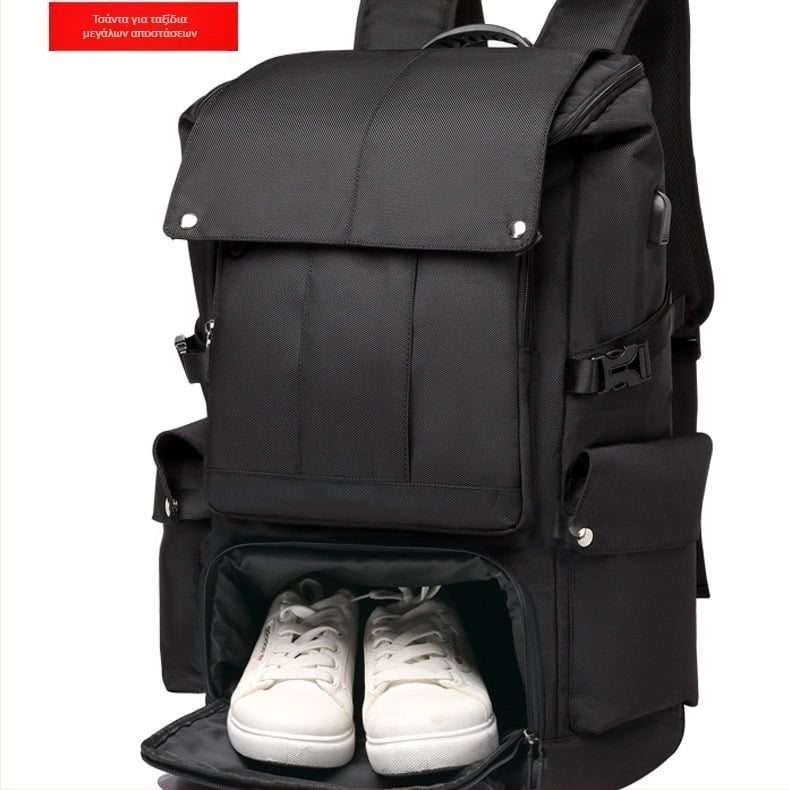 Unisex σακίδιο 56-75L από Oxford ύφασμα για ταξίδια και υπαίθριες δραστηριότητες, αδιάβροχο με θήκη φορητού υπολογιστή, μοντέρνο αστικό μινιμαλιστικό στυλ, πολυχρηστικό