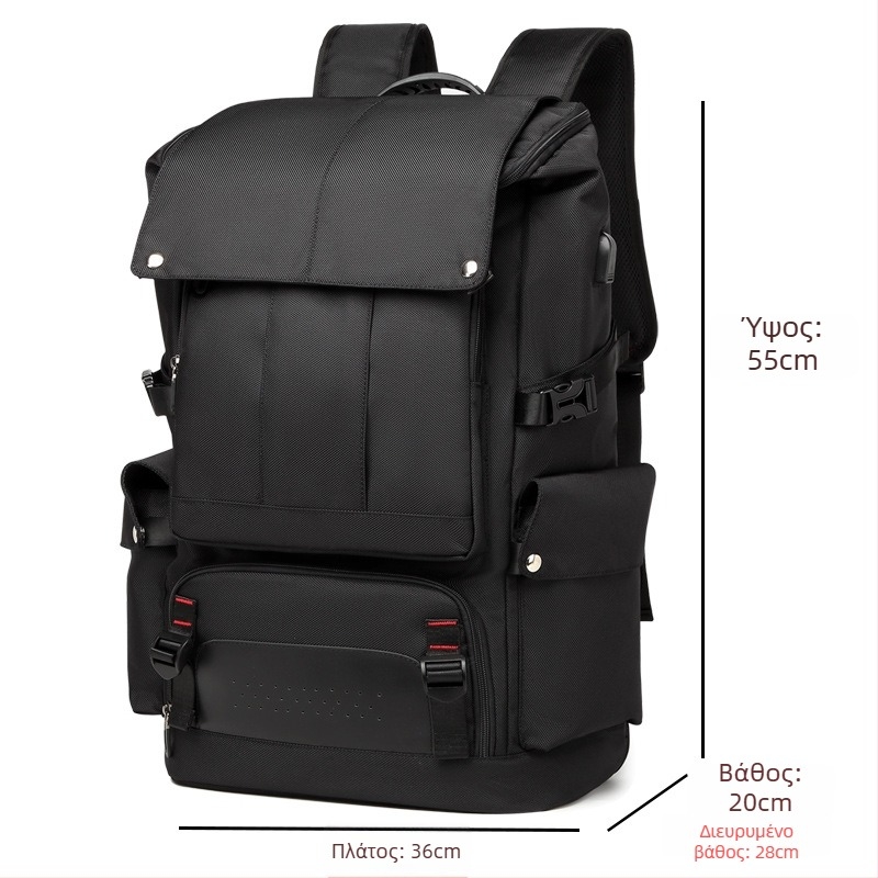 Unisex σακίδιο 56-75L από Oxford ύφασμα για ταξίδια και υπαίθριες δραστηριότητες, αδιάβροχο με θήκη φορητού υπολογιστή, μοντέρνο αστικό μινιμαλιστικό στυλ, πολυχρηστικό