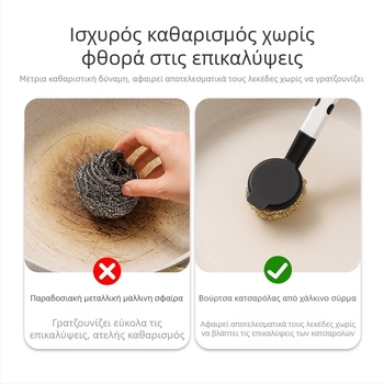 Μπαλάκι καθαρισμού από χαλκό με σύρμα – καθαρός χαλκός, ήπιος προς τις κατσαρόλες; μαλακό ατσάλινο σύρμα που δεν αφήνει ίνες; εργαλείο πλυσίματος πιάτων και καθαρισμού κουζίνας.