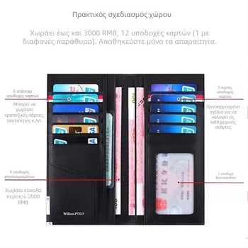 Λιτή θήκη καρτών PU δέρματος για άνδρες με προστασία RFID, υπερλεπτό σχέδιο, θέσεις για άδεια οδήγησης και ταυτότητα, πολλαπλές θήκες καρτών