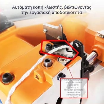 Χειροκίνητη μηχανή σφράγισης και ράψιμου σακουλών με δύο βελόνες και δύο κλωστές για πλεκτές σακούλες