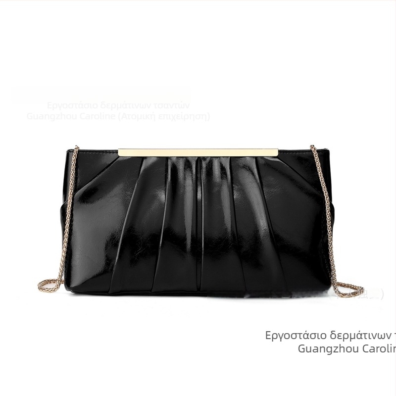 Γυναικεία βραδινή τσάντα clutch από PU δέρμα, κομψός πολυτελής σχεδιασμός, οριζόντιο τετράγωνο σχήμα