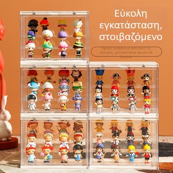 Μεγάλο διαφανές ακρυλικό εκθετήριο ντουλάπι με αναδιπλούμενο καπάκι, προστασία από τη σκόνη, αποθήκευση συλλεκτικών παιχνιδιών, 6 διαμερίσματα