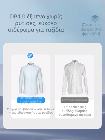 Ανδρικό μακρυμάνικο πουκάμισο από μίγμα λίνου, χωρίς σιδέρωμα, επιχειρηματικό στυλ, Windsor γιακά