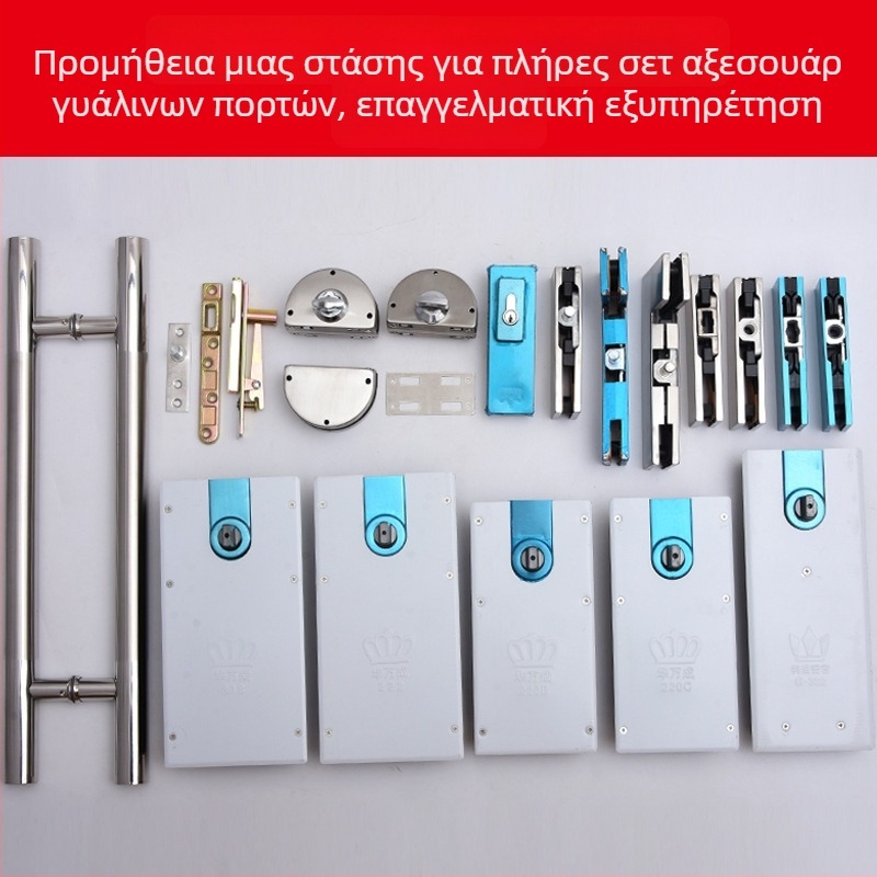 Γυάλινη πόρτα χωρίς πλαίσιο από ανοξείδωτο ατσάλι με παχιά λαβή