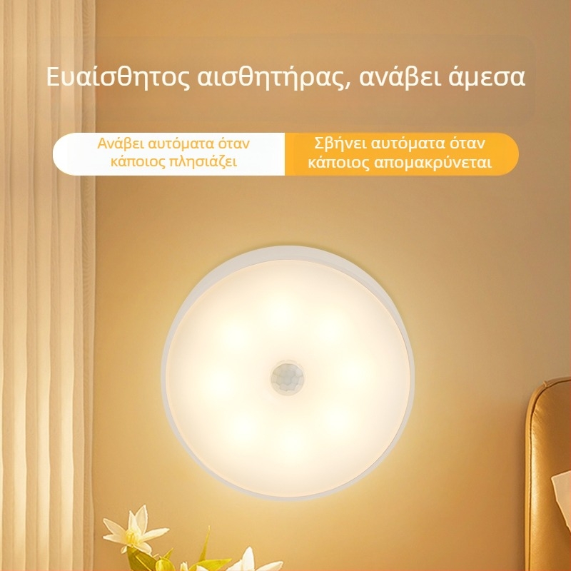 LED νυχτερινό φως με ανίχνευση κίνησης, αφής, USB τροφοδοσία, φωνητικό και έλεγχο φωτισμού για ντουλάπα και διάδρομο