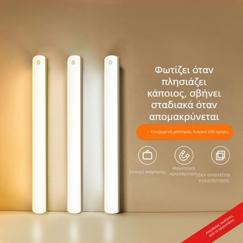 Νυχτερινό LED φως με ανίχνευση κίνησης και μαγνητική στήριξη σε ντουλάπι για διάδρομο και υπνοδωμάτιο