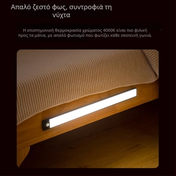 Λωρίδα LED με ανίχνευση κίνησης, επαναφορτιζόμενη, ασύρματη για ντουλάπες και έπιπλα, νυχτερινό φωτιστικό