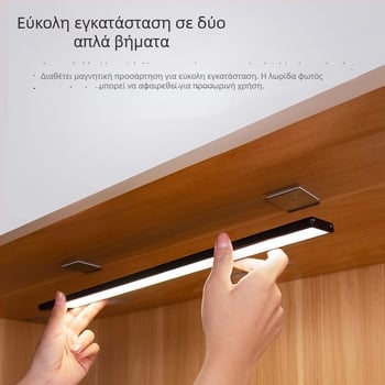 Λωρίδα LED με ανίχνευση κίνησης, επαναφορτιζόμενη, ασύρματη για ντουλάπες και έπιπλα, νυχτερινό φωτιστικό