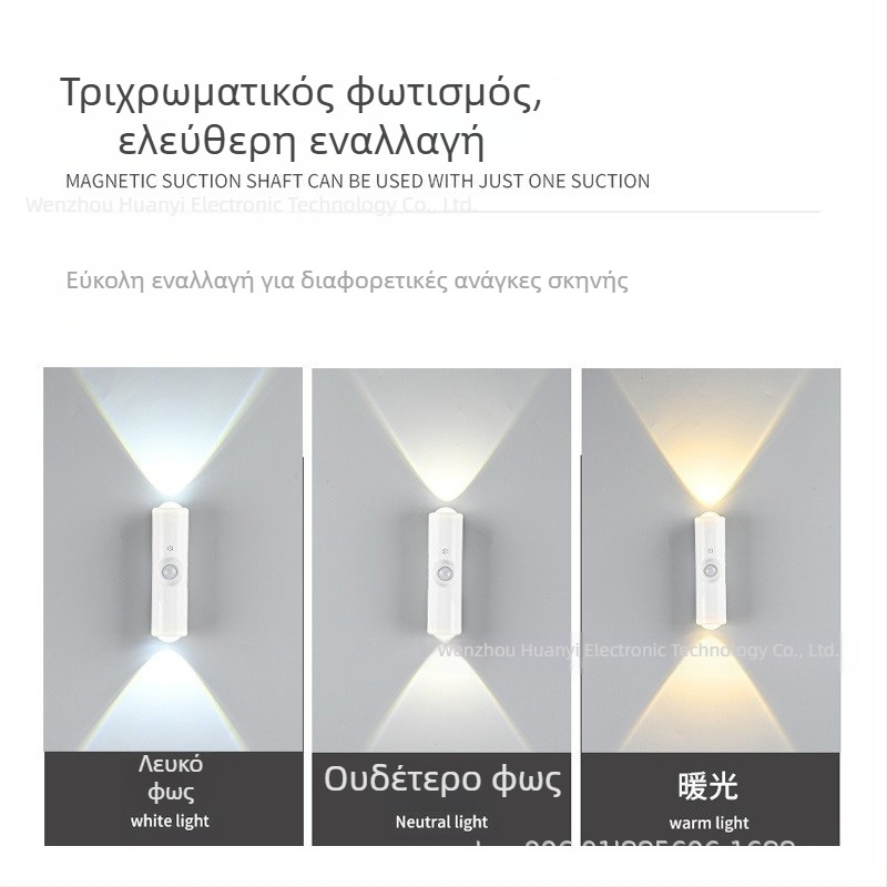 Πολυχρωμη επαναφορτιζόμενη λυχνία τοίχου με αισθητήρα κίνησης, νυχτερινό φως σε σχήμα λόφου με διπλά μάτια γάτας για ατμόσφαιρα