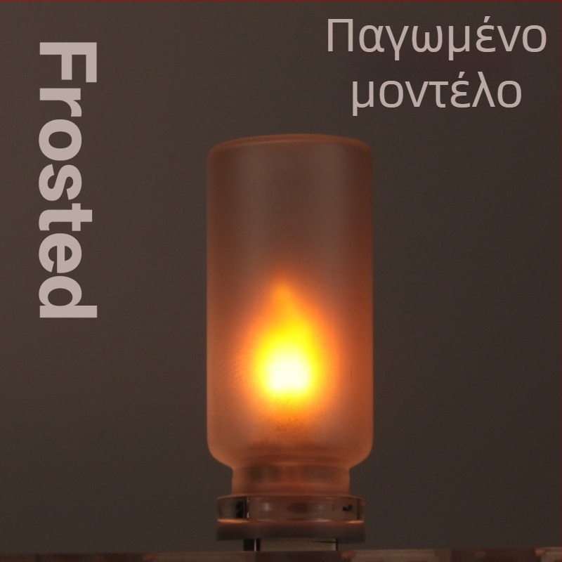 Λάμπα LED με εφέ ρεαλιστικής φλόγας, ψηφιακό κερί, νυχτερινό φως με γυάλινο σκιάδιο, τροφοδοσία μέσω πρίζας, Χριστουγεννιάτικη ατμόσφαιρα, Μοντέλο RX9008