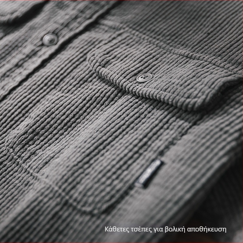 Corduroy patchwork color-block μακρυμάνικο πουκάμισο-ζακέτα, βαριά φθινοπωρινή ανδρική εξωτερική ενδυμασία