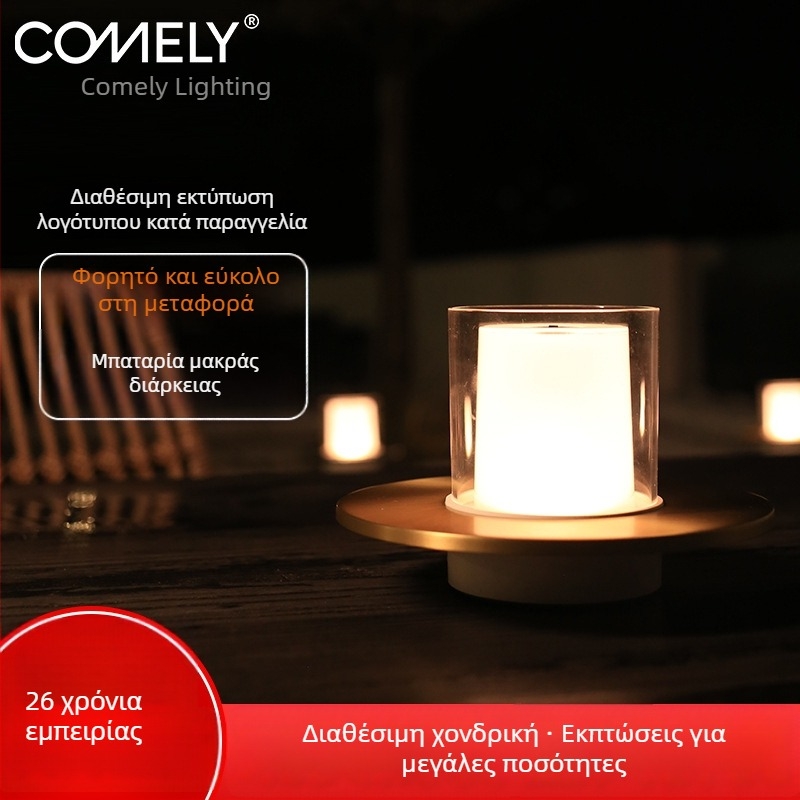 Δημιουργική LED νυχτερινή λυχνία με vintage κηροπήγιο, ατμοσφαιρική επιτραπέζια λάμπα κομοδίνου για υπνοδωμάτιο και εξωτερικούς χώρους
