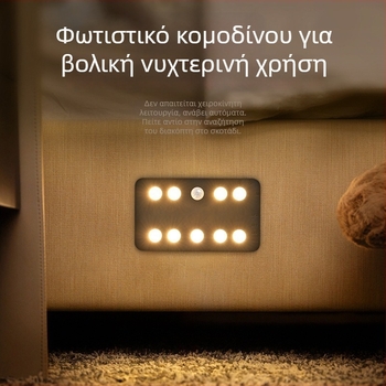 Φως ντουλάπας με ανίχνευση σώματος, τρεις θερμοκρασίες χρώματος, διπλή ανίχνευση ημέρας-νύχτας, επαναφορτιζόμενο LED νυχτερινό φως USB