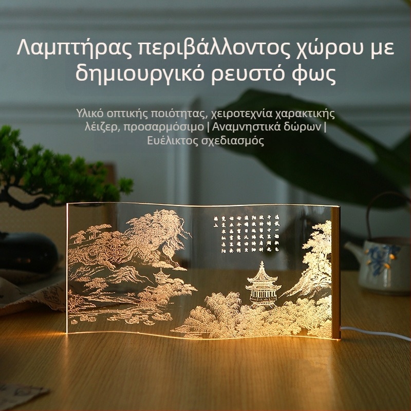 Φωτιστικό κομοδίνου υπνοδωματίου με υψηλής ποιότητας ατμόσφαιρα, προσαρμόσιμο φωτιστικό ρεύμα, ακρυλικό αμπαζούρ, αφής διακόπτης, διακοσμητικό νυχτερινό φως, νέο κινέζικο στυλ