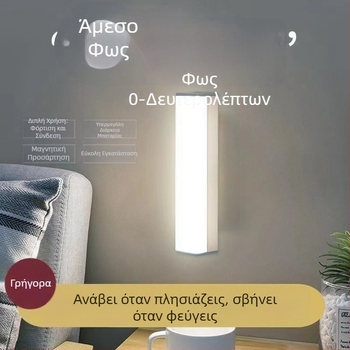 LED αισθητήρας νυχτερινό φως για φοιτητική εστία, δίπλα στο κρεβάτι, κίνηση-ενεργοποιούμενο για διάδρομο και μπάνιο, με ενσωματωμένη μπαταρία