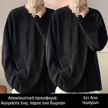 Αντρική μακριμάνικη T‑shirt από ice-silk, προστασία από τον ήλιο, θερινός σχεδιασμός, εξειδικευμένο στυλ μόδας, έμπνευση από κορεατικό στυλ, χαλαρή γραμμή
