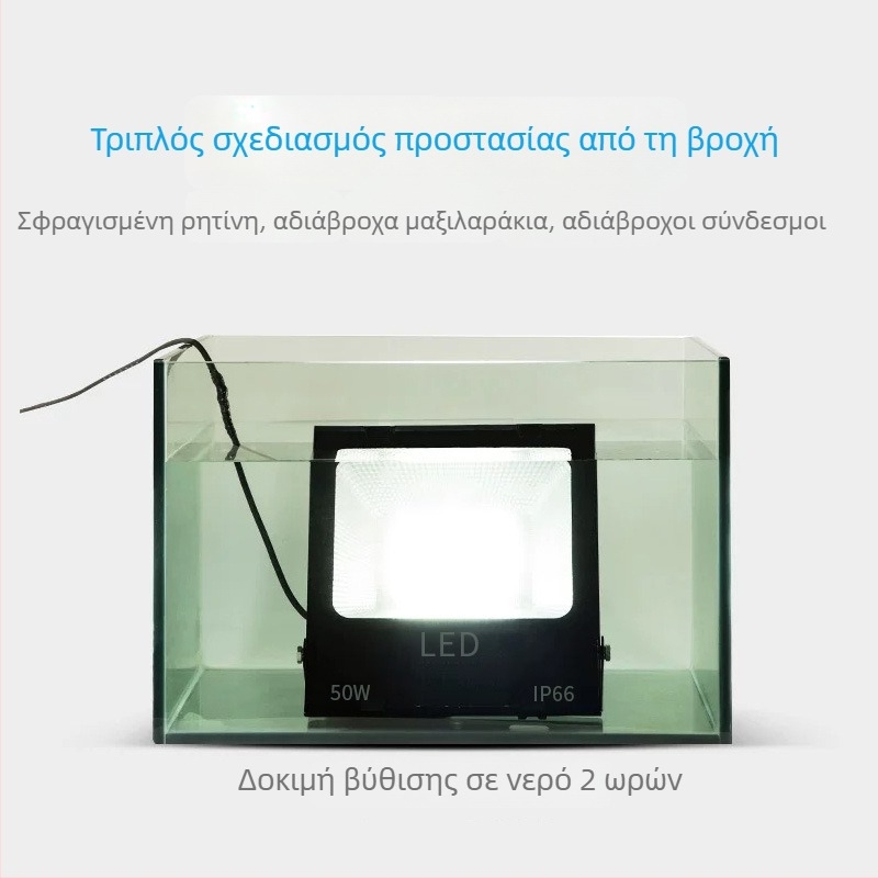 LED Προβολέας εξωτερικού χώρου για εργοστάσια και τούνελ, 50W/100W/200W, αλουμινένιο περίβλημα, IP66, γωνία δέσμης 120°