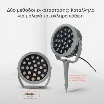 Εξωτερικός κυκλικός προβολέας LED με προσαρμοσμένο χρώμα περιβλήματος, αδιάβροχος, δέσμη 45°, αλουμινένιο περίβλημα, IP65, 12-36W, έως 5000 lm, Osram LEDs, θερμοκρασία χρώματος: θερμό λευκό / ουδέτερο λευκό / κίτρινο