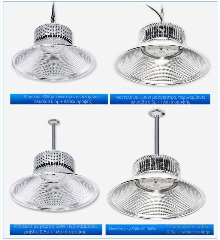LED βιομηχανική και μεταλλευτική λάμπα για εργοστάσια, εργαστήρια και αποθήκες – οροφειακό φωτιστικό 100W/200W/300W