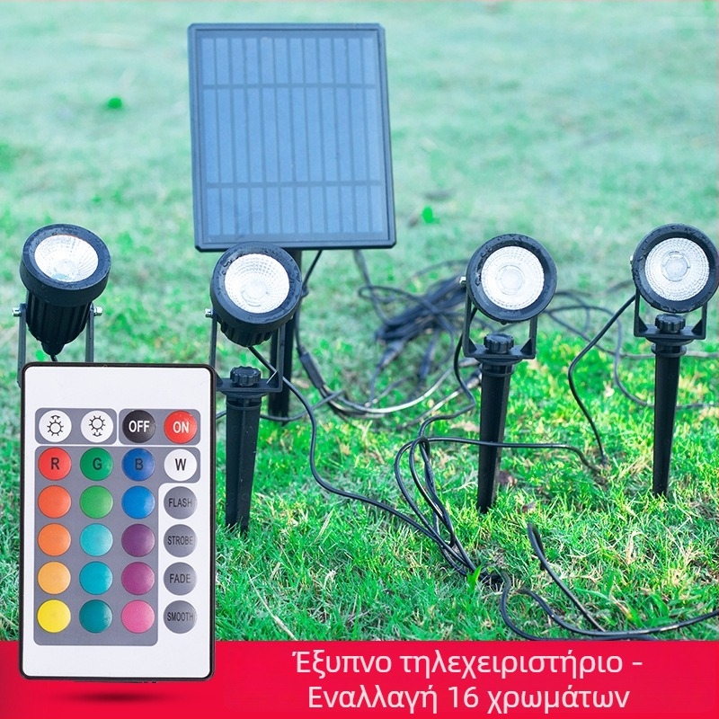 Ηλιακό LED φωτιστικό προβολέα για δέντρο, εξωτερικό αδιάβροχο φως προβολής για κήπο και γρασίδι, πολύχρωμη προβολή