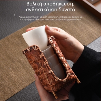 Κλασικό καλάθι από μπαμπού για φλιτζάνια τσαγιού, πλεκτό, με βάση αποστράγγισης για τελετή Kung Fu τσαγιού