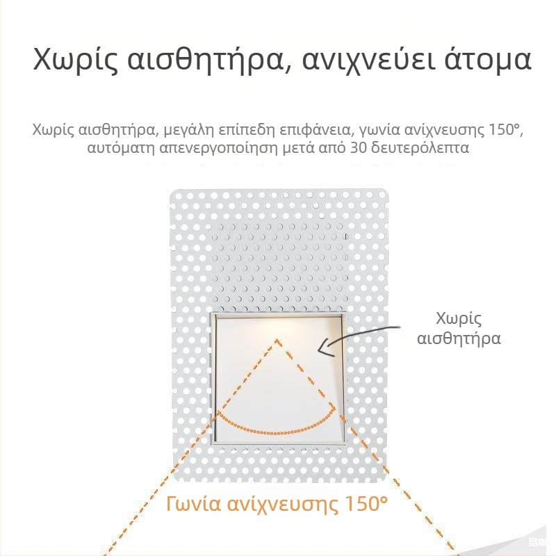 LED φως ποδιού χωρίς πλαίσιο για διαδρόμους και σκάλες, εντοιχισμένο φωτιστικό γωνίας τοίχου, μινιμαλιστικός σχεδιασμός